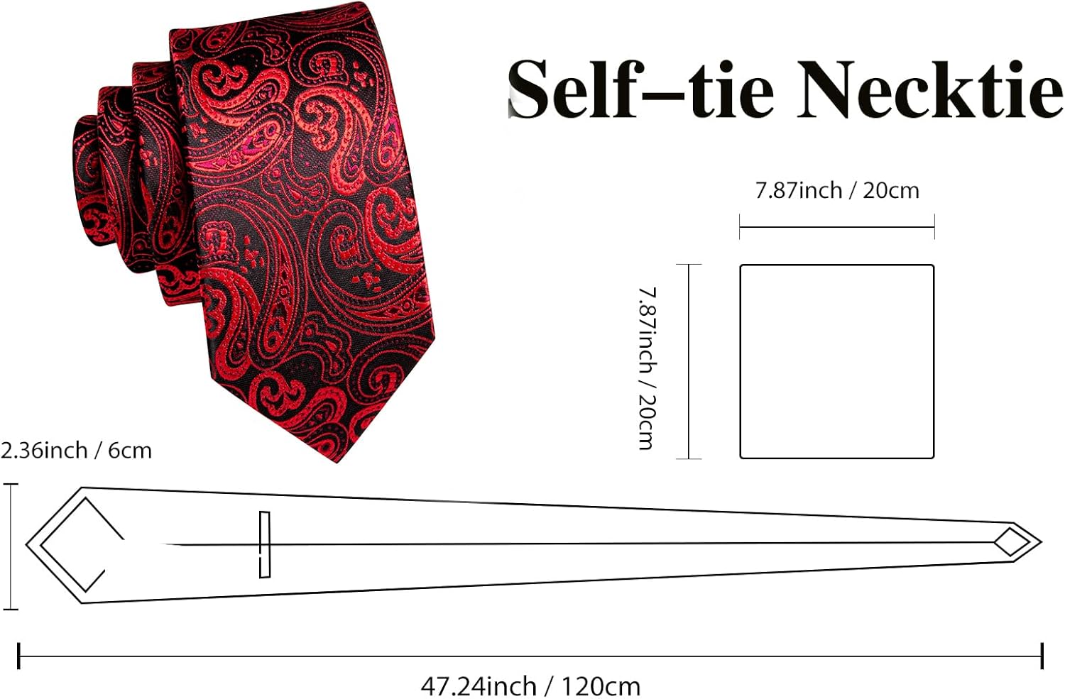 Dubulle Ties for Boys Self Tie Silk Paisely Striped Kids Necktie and Pocket Square Set for Age 8-11 - Image 3