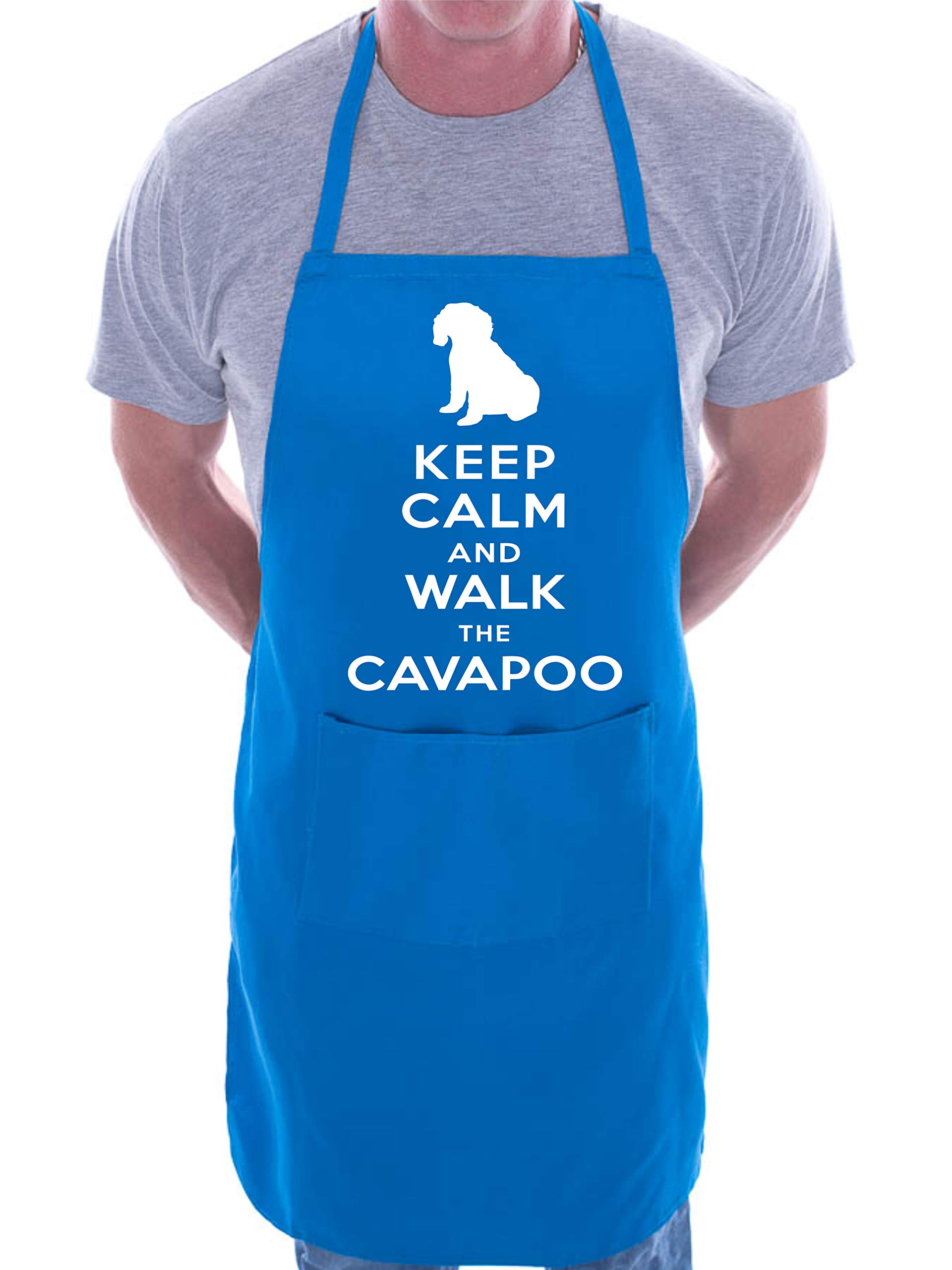 Print4u Men's Blue Apron Bbq Novelty Cooking Keep Calm And Walk Cavapoo Dog