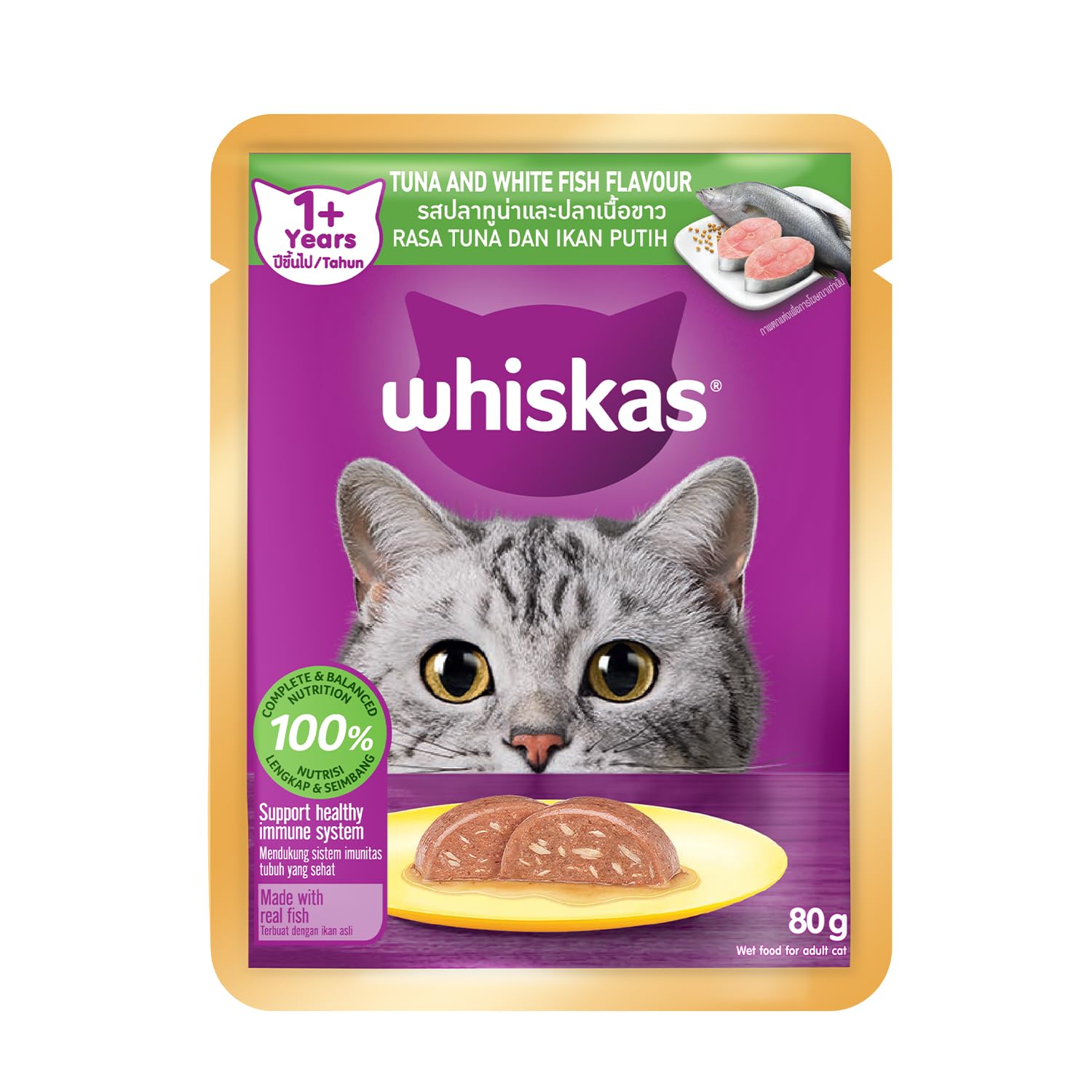 Whiskas Adult (1+ Years) Wet Cat Food, Tuna & White Fish Flavour, 80 g, 100% Complete & Balanced Nutrition, Supports Healthy Immune System (B00FV1JQ0I) Amazon Price History, Amazon Price Tracker