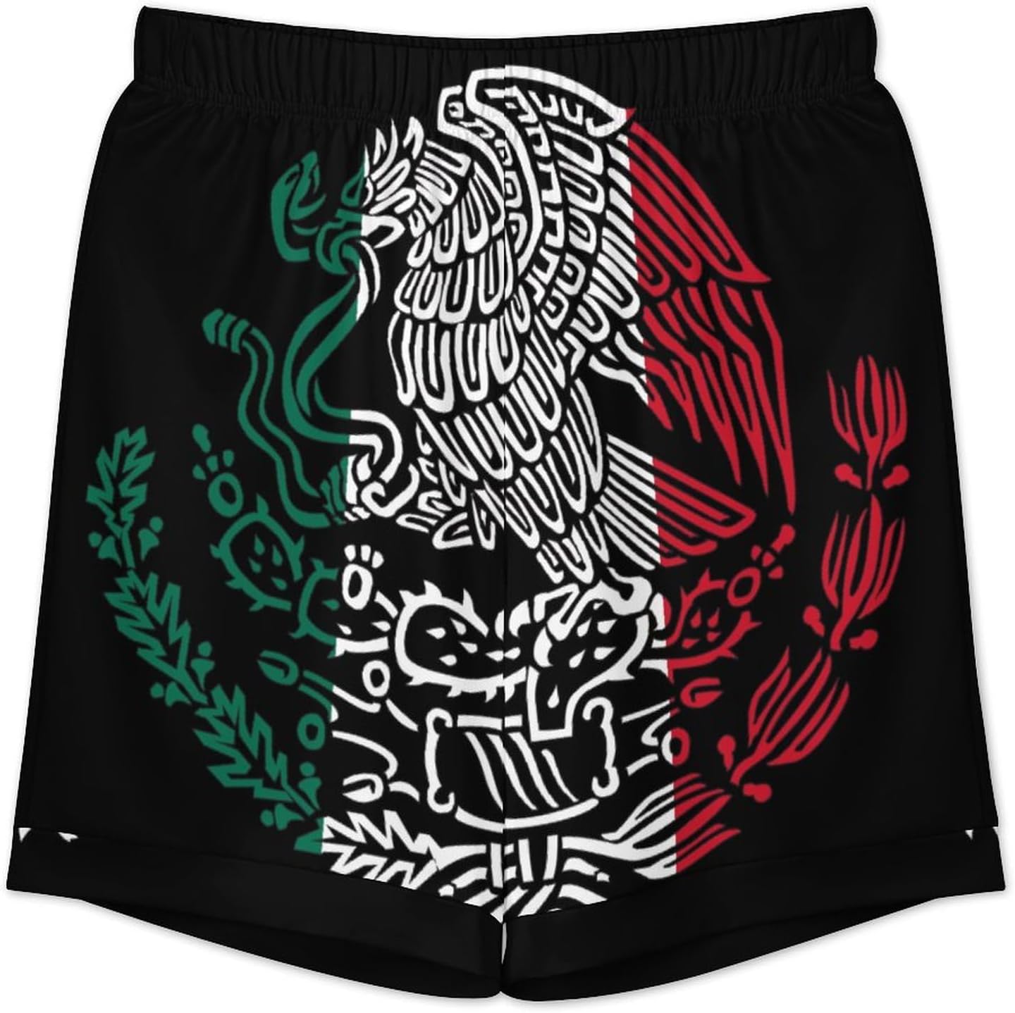 Mexico Flag Snake Eagle Mexican Logo Men's Short Sleeve Pajama Set Satin Silk Like Lounge Sleepwear