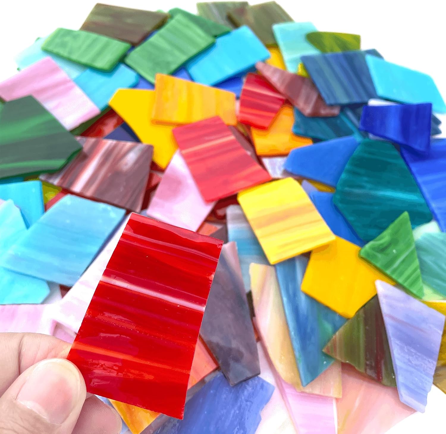 LITMIND 2.2LB Irregular Stained Glass Scraps - Mosaic Glass Pieces & Mosaic Tiles for Crafts Bulk in Assorted Colors and Shapes, Perfect for Mosaic Making Projects, Home Decor, and More