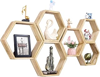 26 TV Wall Ideas You’ll Wish You Tried Sooner 174 NOVIMANGO Hexagonal Floating Shelves Wall Mounted Set of 6 Wooden Hexago...