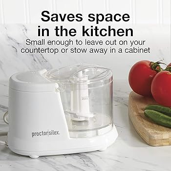 Proctor Silex Durable Mini Food Processor & Vegetable Chopper to Chop, Puree & Emulsify, 1.5 Cup, White