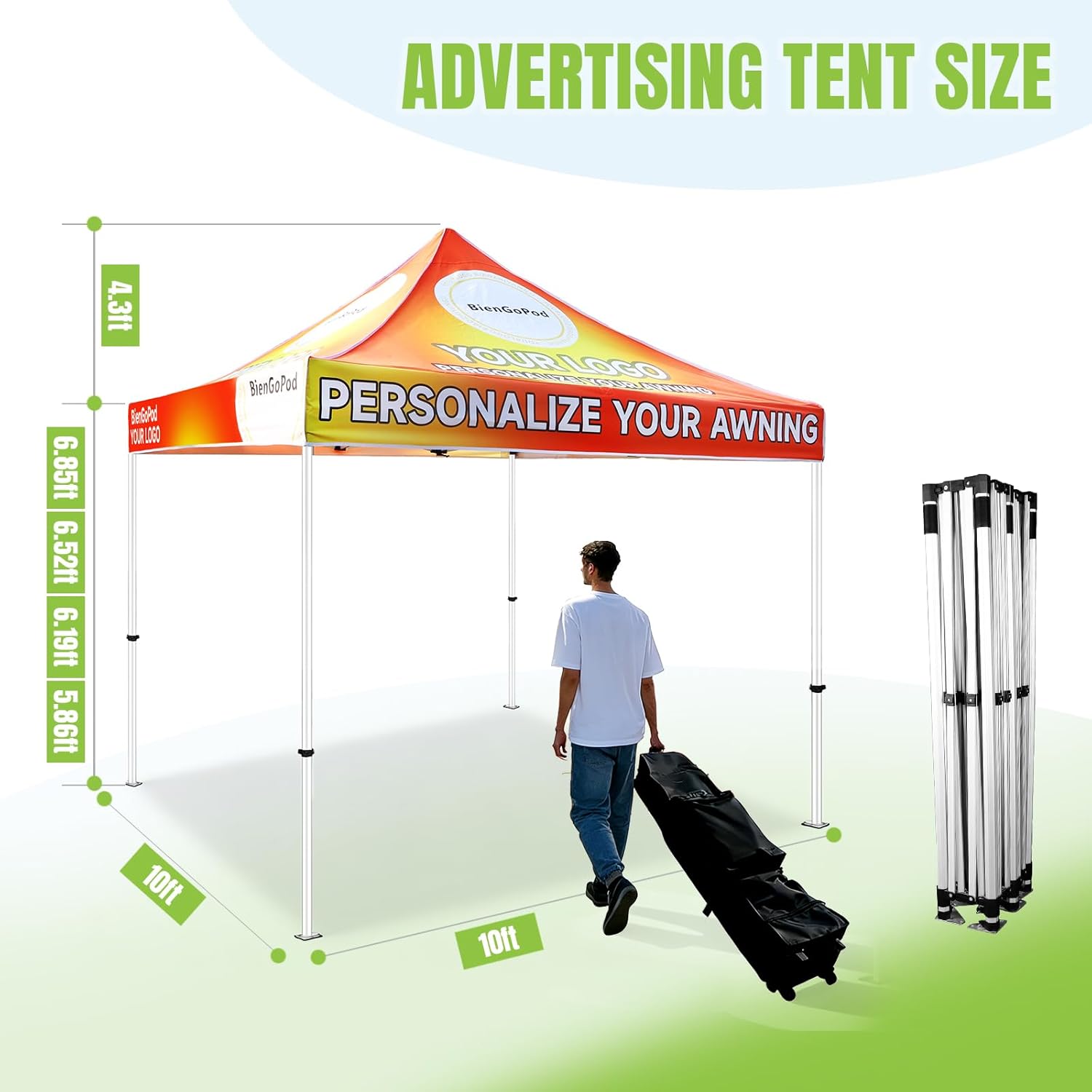 Custom Canopy Tent 10x10 with LogoPersonalized Pop Up Tent - Custom Logos/Branding for Trade Shows, Outdoor Events, Business Advertising (10x10FT)