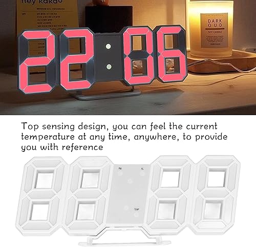 Miniatura 7 de Zerodis Reloj digital de pared, reloj despertador digital LED 3D con pantalla de tiempo y temperatura, luz nocturna LED para decoración de cocina,