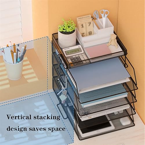 Miniatura 6 de Revistero Archivador Revistero Carpeta Titular Escritorio de Oficina Archivador, Organizador de Escritorio de Metal de Malla Apilable, Organizador