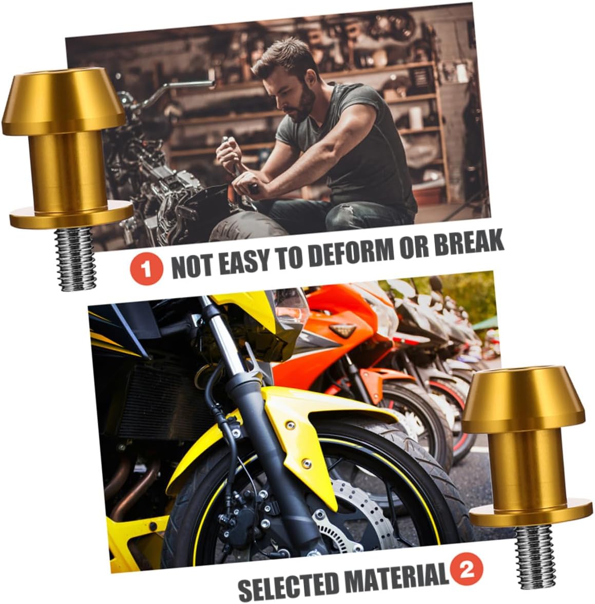 BETOOKY Motorcycle Swing Arm Spools Cnc 8mm Gold Rear Swingarm Sliders Stand Screws 4pcs Universal Replacement Swingarm Bobbins for Performance Motorcycle Maintenance