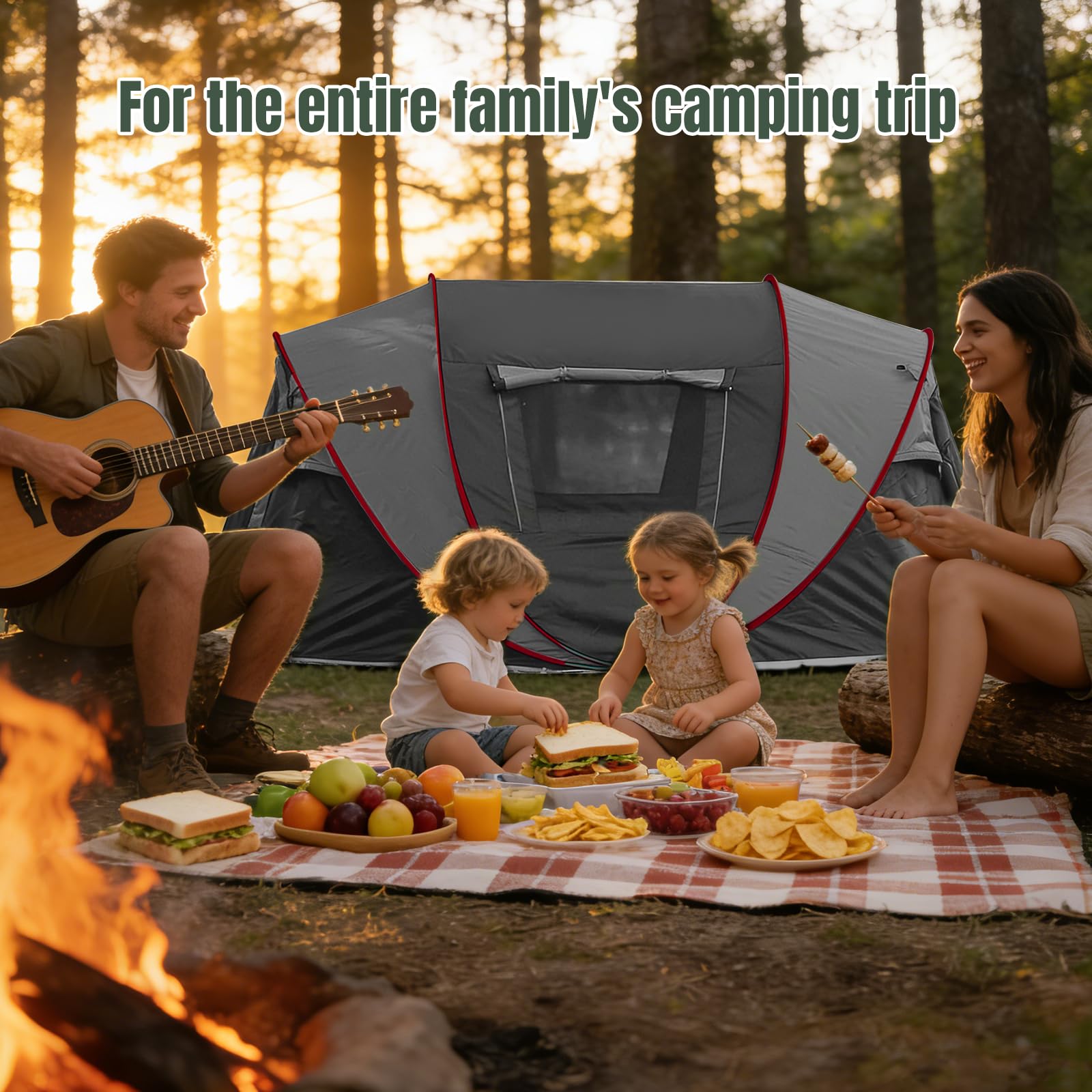 Camping Zelt, Pop Up Zelt 4-5 Personen, Automatisches Aufstellzelt in 3 Sekunden, Wurfzelte Wasserdicht Sonnenschutz, Familie Zelt, Tragbares Leichtes Kuppelzelt für Outdoor Camping