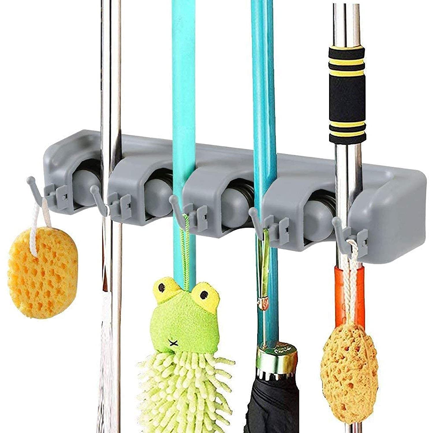 Valkyrin Wall Mounted Mop and Broom Holder Stand Storage Organizer with Hooks for Kitchen Garage Bathroom Tools Accessories (Grey) (4 Slot) (B09DT338XS) Amazon Price History, Amazon Price Tracker