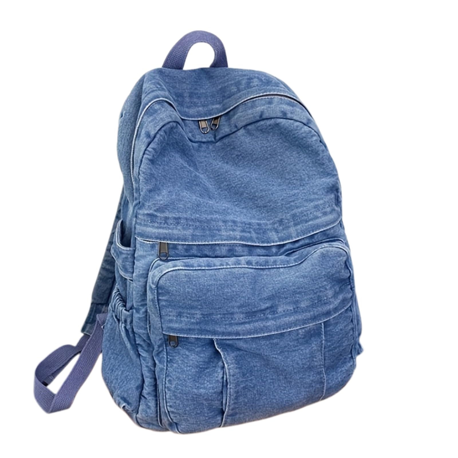 Zaino da Viaggio Borsa di Versatile - in Denim Stile Vintage per Le Donne Grande capacità Adatto Gli Studenti delle Scuole Superiori E Universitarie-Light Blue