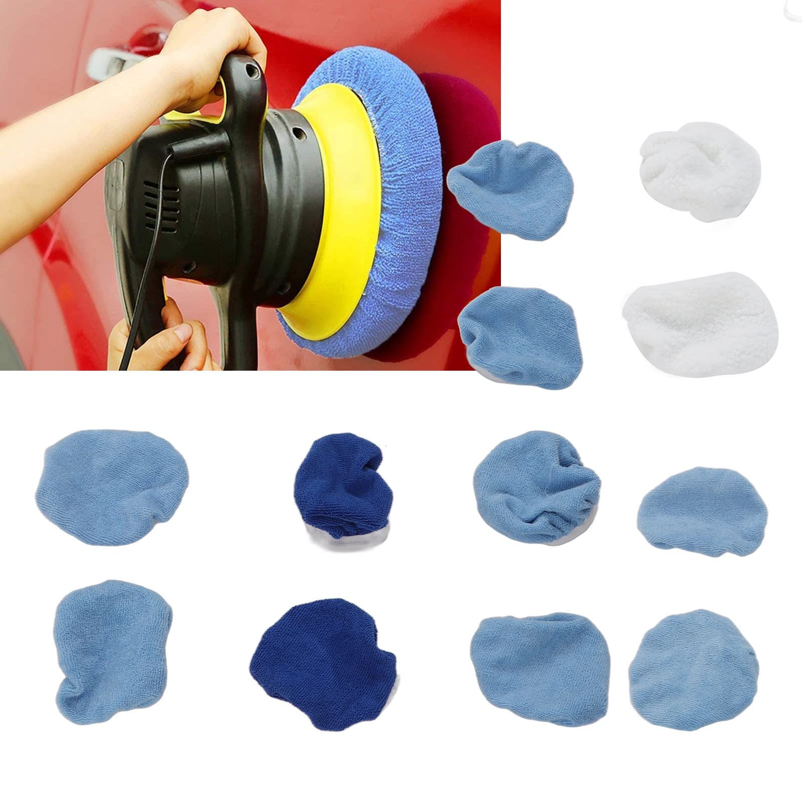 Jxngery Auto-Polierpad-Motorhauben-Set, Starkes Mikrofaser-Synthetikvlies, 12-teilig, für 5-6 Zoll Autopolierer