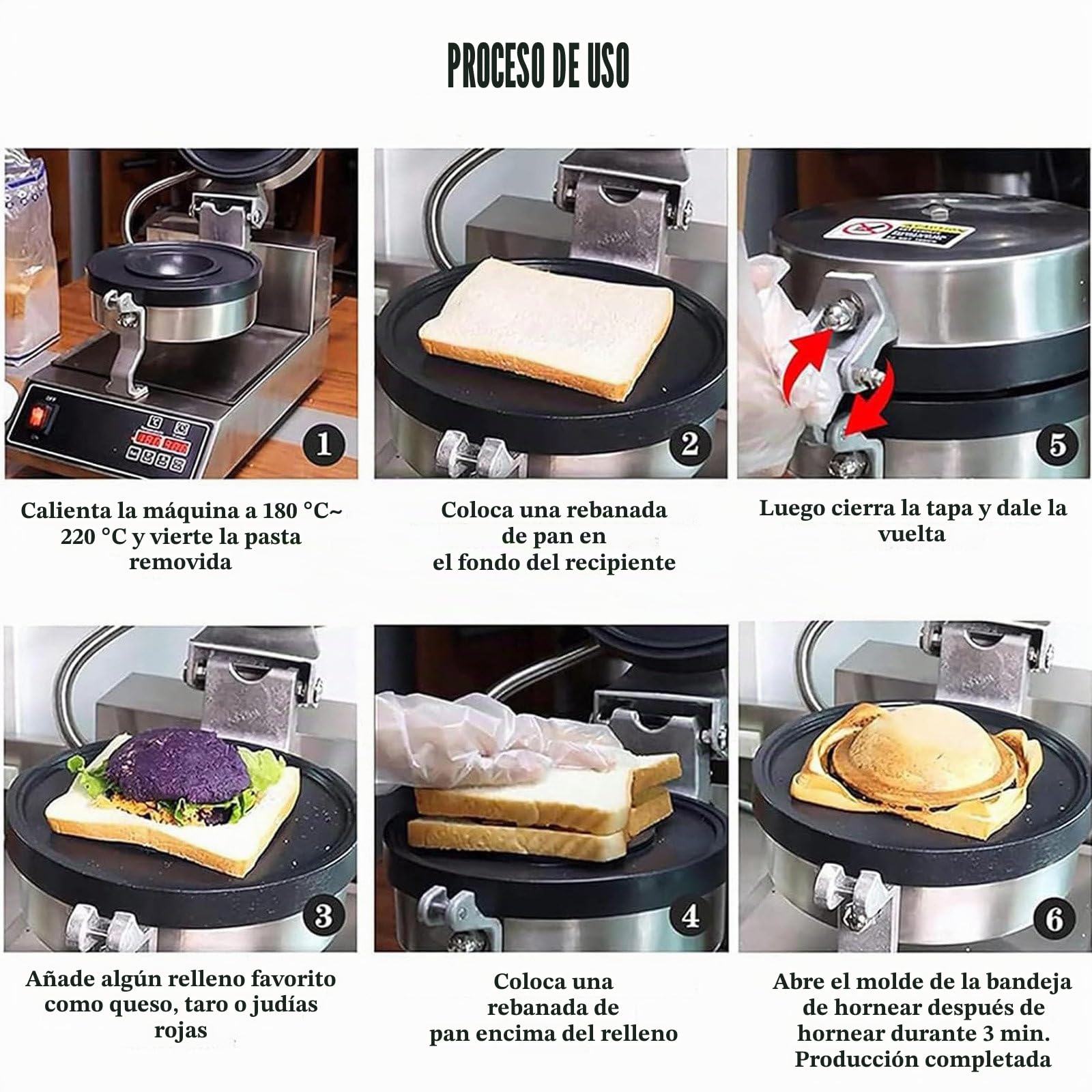 UFO Burger Machine, Prensa Comercial para Hamburguesas, Máquina para Hacer Gofres para Helado, Prensa Panini Eléctrica Antiadherente, Temperatura Ajustable 50-300 ℃ Sartén Antiadherente,A