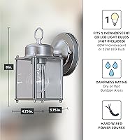 Vista 4 de DESIGNERS FOUNTAIN Preston Accesorio de Luz Exterior, Aplique de Pared de 8 Pulgadas para Puerta Delantera, Patio y Porche, Estaño, 1161-PW