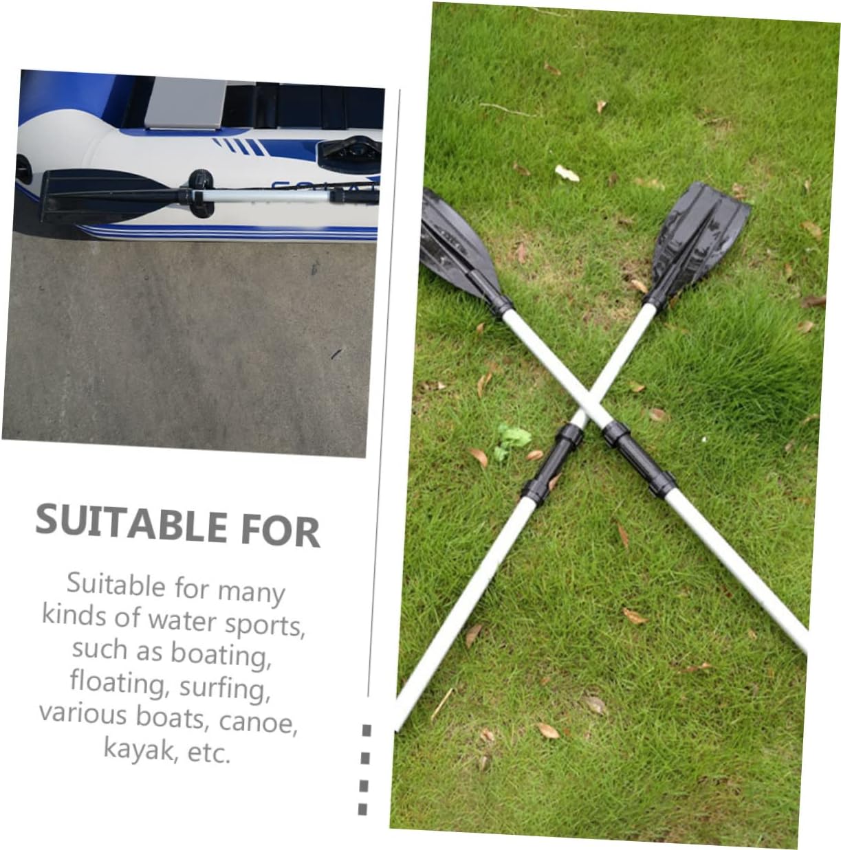 2pcs Detachable Kayak Paddles Aluminum Alloy Shaft Portable Rubber Boat Oars for Kayaking Canoeing and Boating