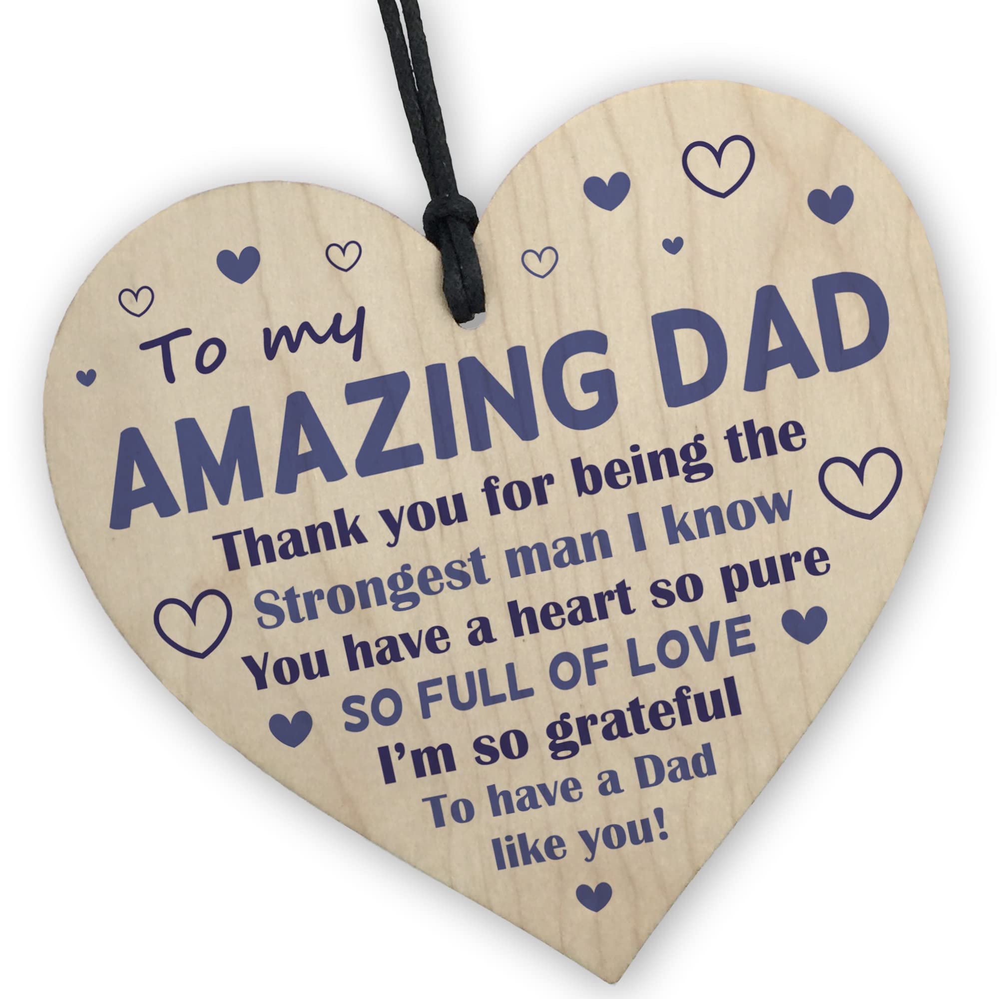 Red Ocean Birthday Gift For Dad Wood Heart Fathers Day Gift For Amazing Dad From Daughter Son Keepsake