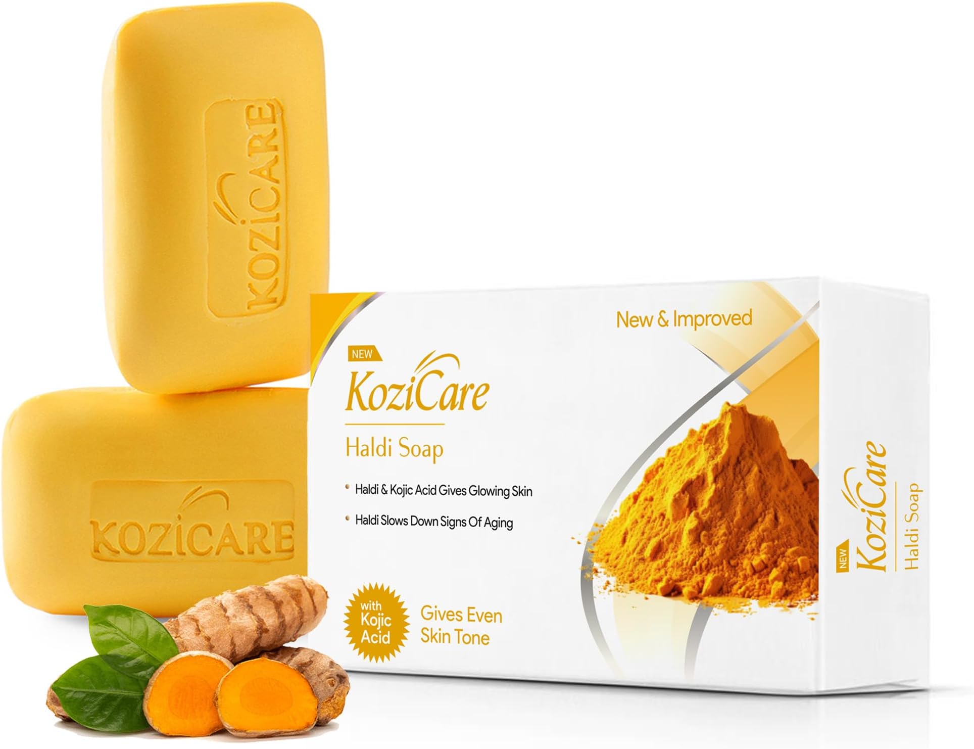 Kozicare Kojic Acid Soap & Glutathione Soap | Haldi Turmeric Face Ubtan Soap | Ghar Ka Soap | Detan Soap | Soaps for Bath | Bathing Soap | With Shea Butter & Glycerin- 75 Gm