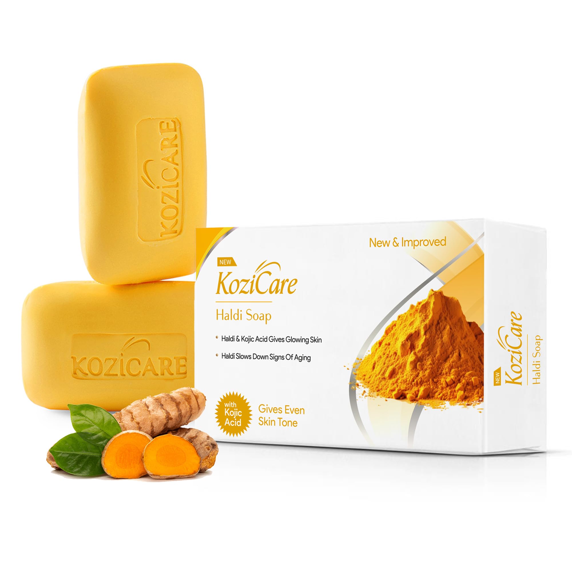 Kozicare Kojic Acid Soap & Glutathione Soap | Haldi Turmeric Face Ubtan Soap | Ghar Ka Soap | Detan Soap | Soaps for Bath | Bathing Soap | With Shea Butter & Glycerin- 75 Gm