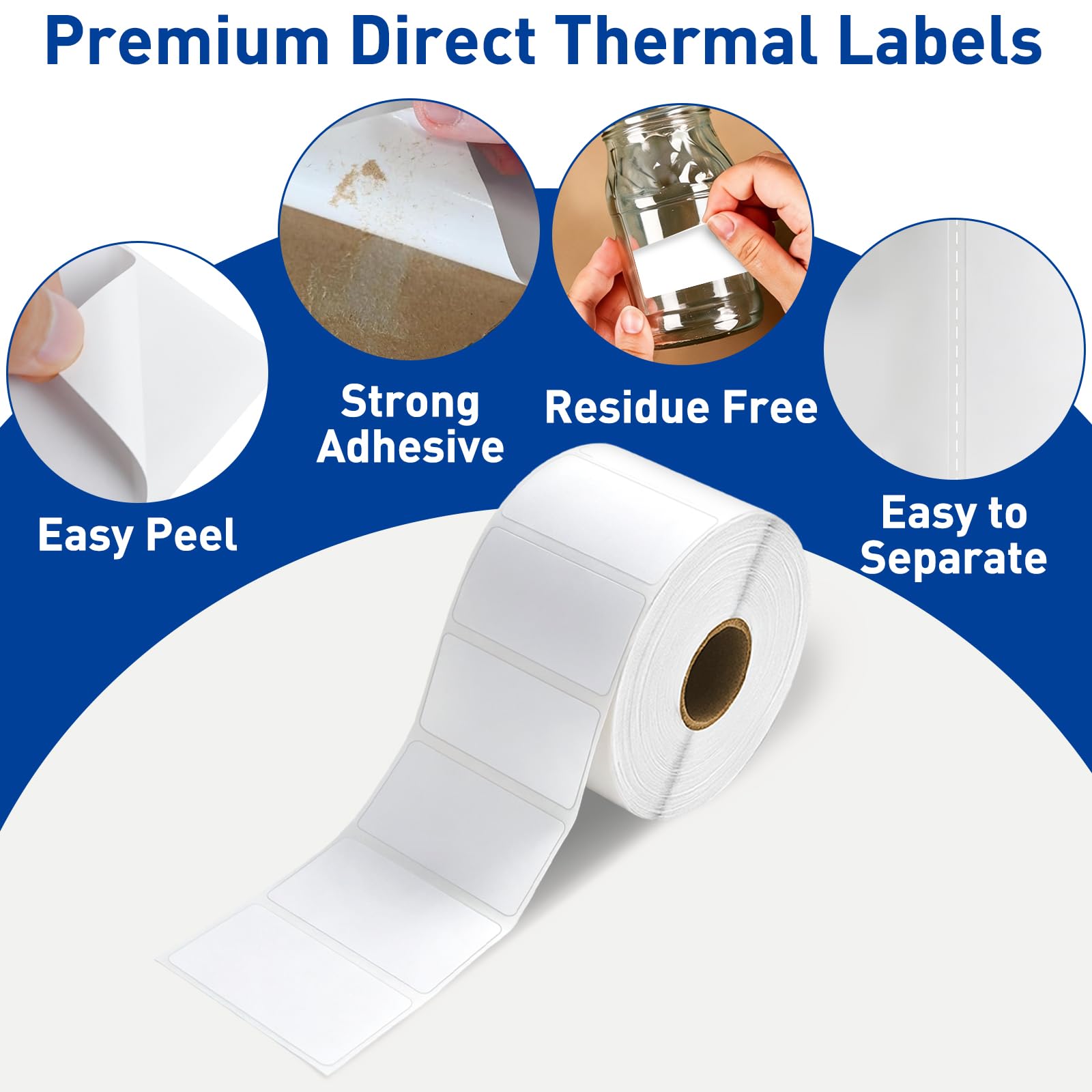ESSENTIAL Thermo-Barcode-Etiketten, selbstklebend, Beschriftung, 5,1 x 2,5 cm, wasserdicht und öldicht, kratzfest, 1300 Etiketten mit Rolle