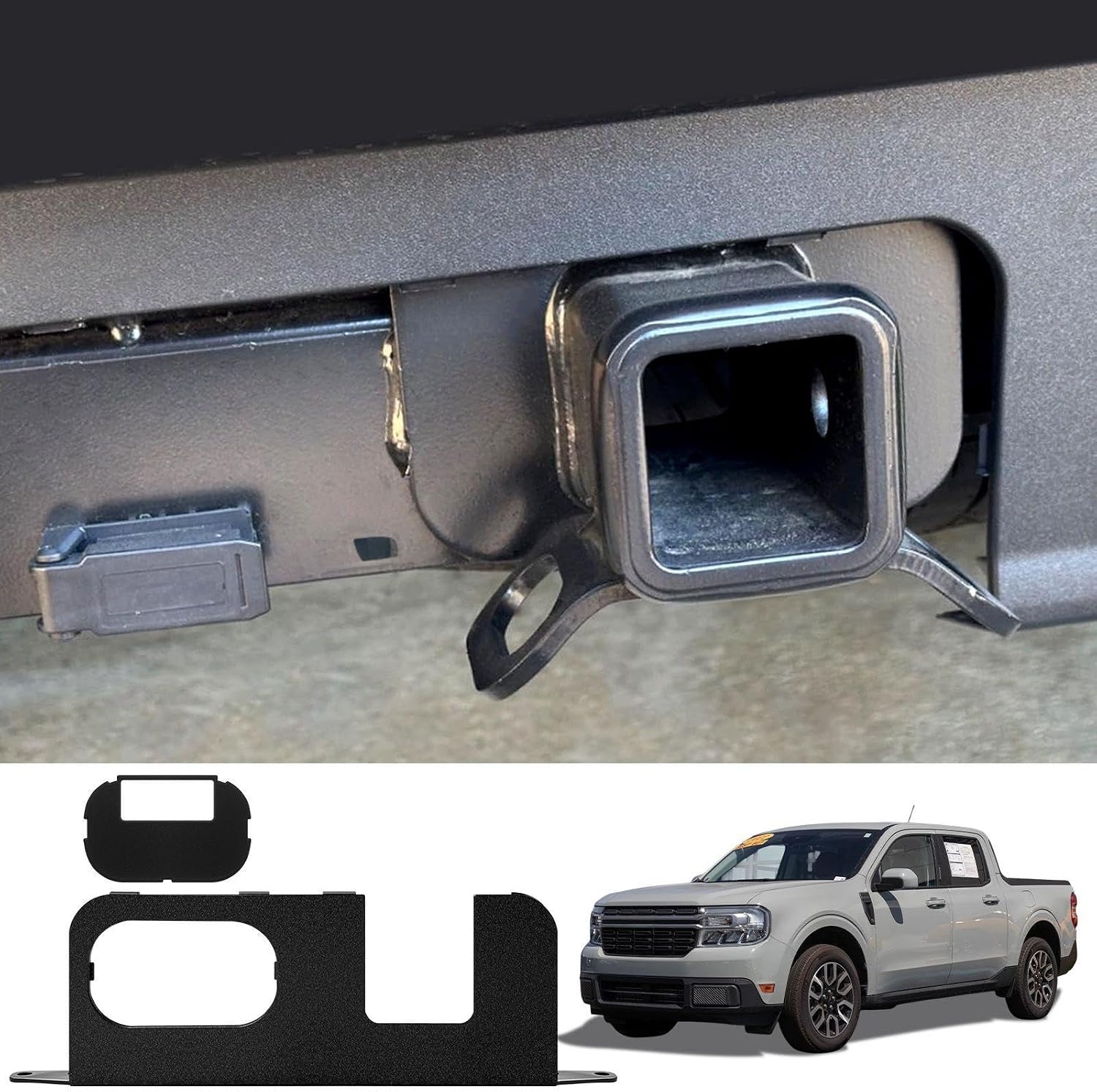Frienda Rear Bumper Cover Plate Compatible with Maverick 2022 2023 2024 2026 Accessories Rear Bumper Hitch Protection Hitch Surround Protection with 4/7-pin Connector