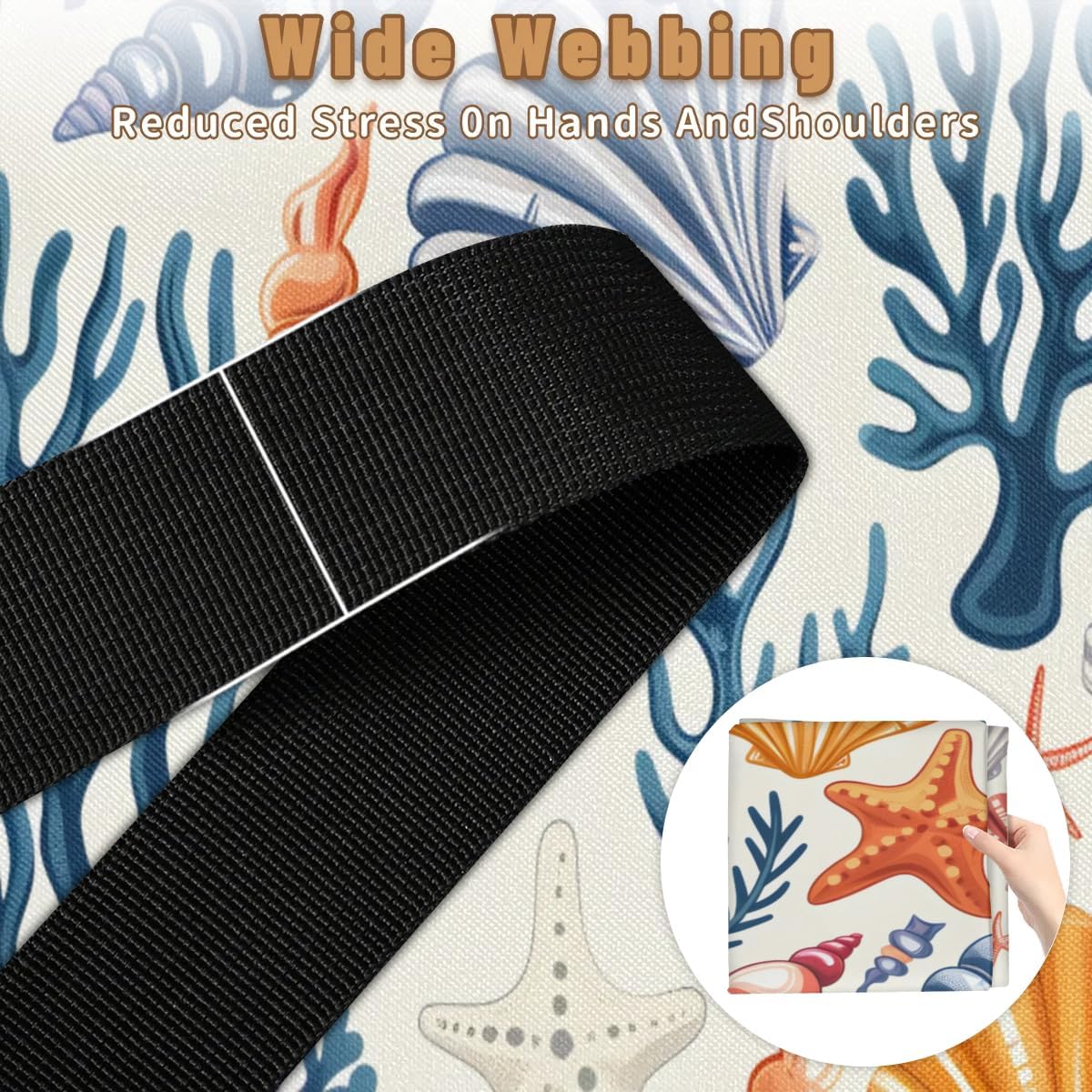 Honeybaby 214L Extra Large Comforter Storage Bag Starfish Ocean Seashell Storage Totes with Lids Waterproof Closet Organizer Folding Blanket Storage Bags for Clothes Bedding Pillows