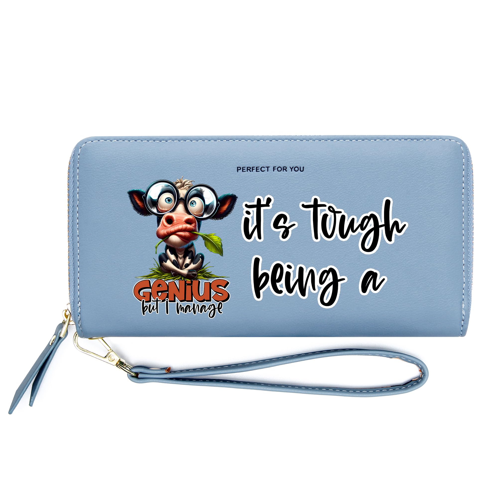 InsWork Personalized Cow Print Women's Wallet,Graduation Anniversary Gift for Friend, Birthday Gift, Holiday Gift for Parent, Grandparent, Son, Daughter, Wife, Lady 1306m