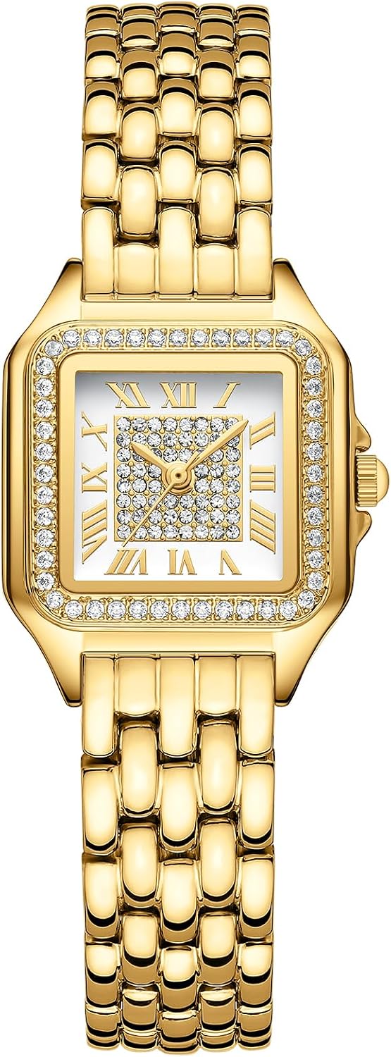 Watches for Women Square Diamond Watch Roman Dial Stainless Steel Bracelet Waterproof 30M Watch Strap Adjustment Tool