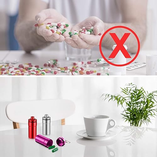 Miniatura 7 de Hotop Pastillero portátil de 14 piezas, resistente al agua, de aluminio, para tableta, mini cajas de metal para tabletas, almacenamiento para bolso,