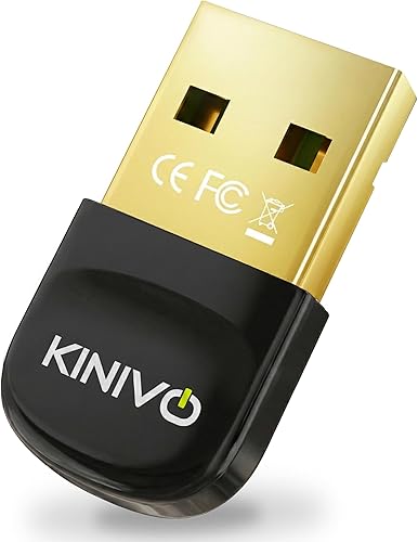 Kinivo USB Bluetooth Adapter for PC (BT6.0, Plug & Play Wireless Dongle Receiver for Ubuntu, Windows 11/10/8.1/8) – Works with Laptop, Headsets,