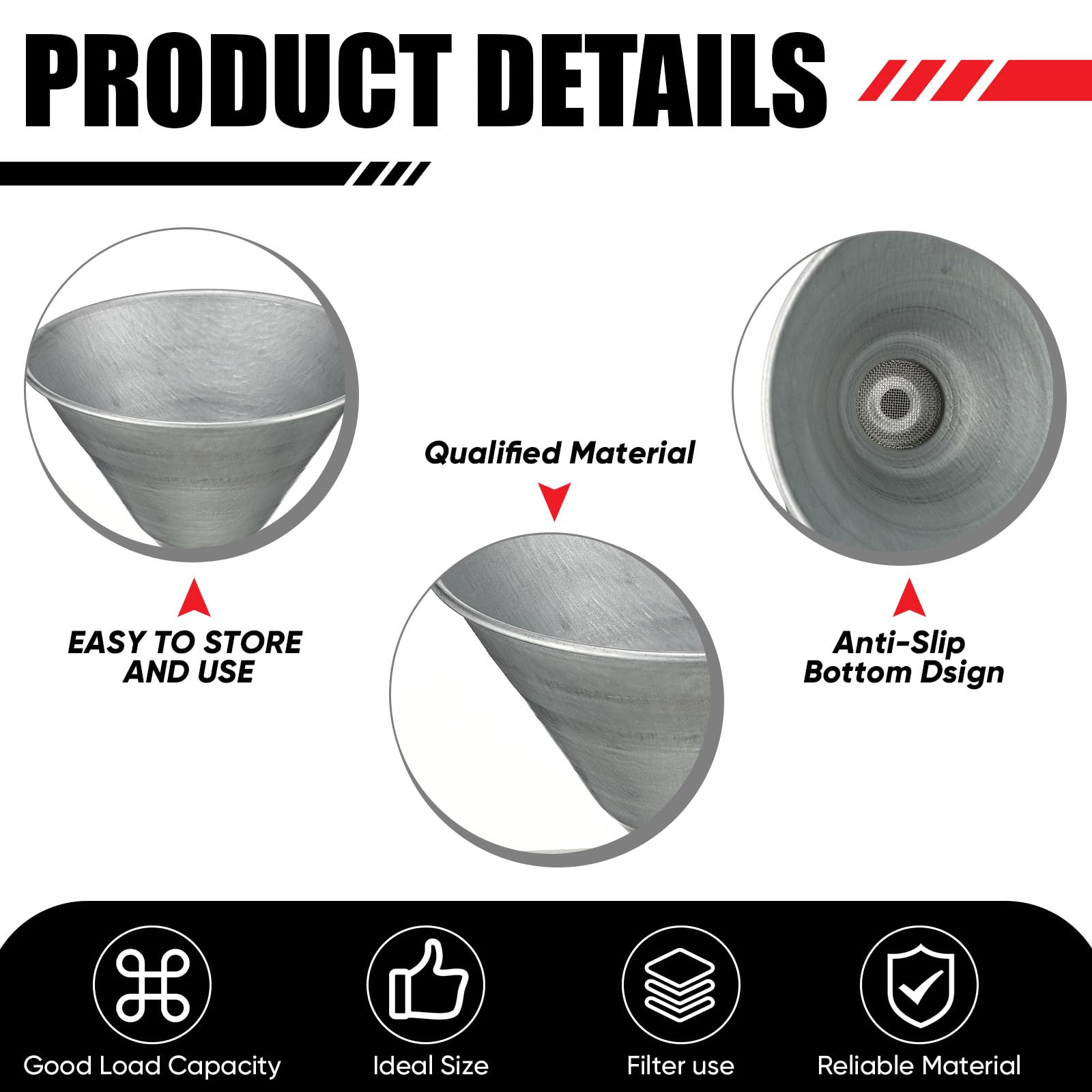 Blulu Set di 5 imbuti flessibili per olio in acciaio inox, per uso automobilistico, con beccuccio pieghevole, per auto, barca, gasolio, altri liquidi, con tubo e filtro