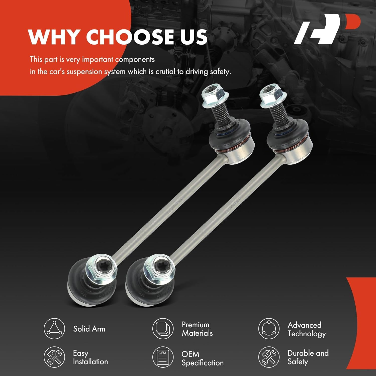 A-Premium 2 x Front Sway Bar Links Stabilizer Bar Links, Compatible with Volvo XC60 2018-2019, XC90 2016-2019, S90 2017-2019, V90 2018-2019, V90 Cross Country 2017-2019, 2.0L