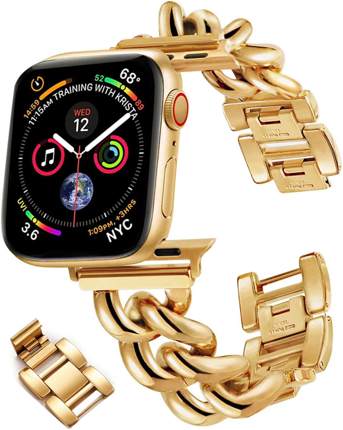 Compatible With Apple Watch Band 38mm 40mm 41mm 42mm 44mm 45mm Ultra Stainless Steel Metal Cowboy Chain Style Replacement iWatch Series87654321