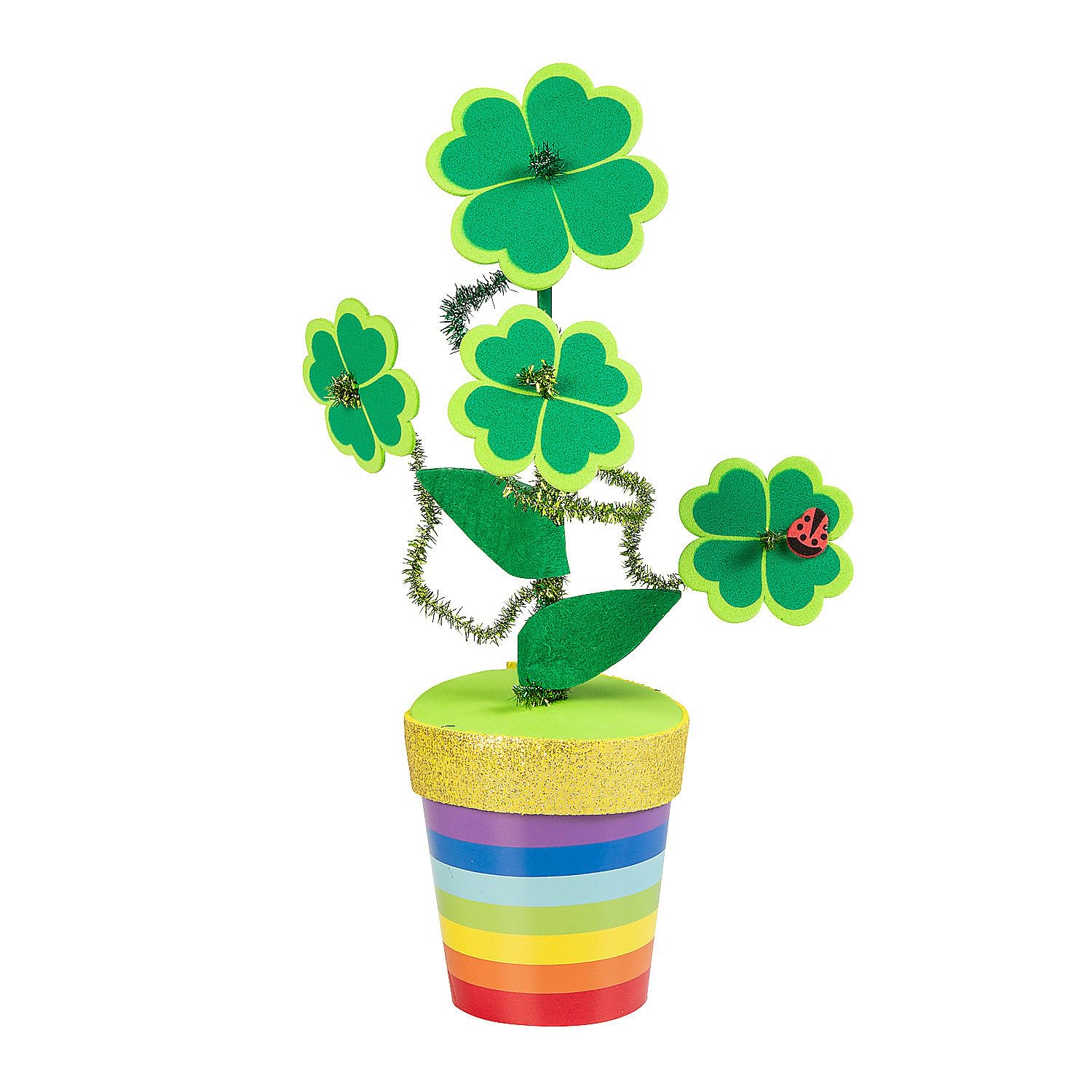 Fun Express St. Patrick's Day Four-Leaf Clover Flowerpot Craft Kit - Makes 6