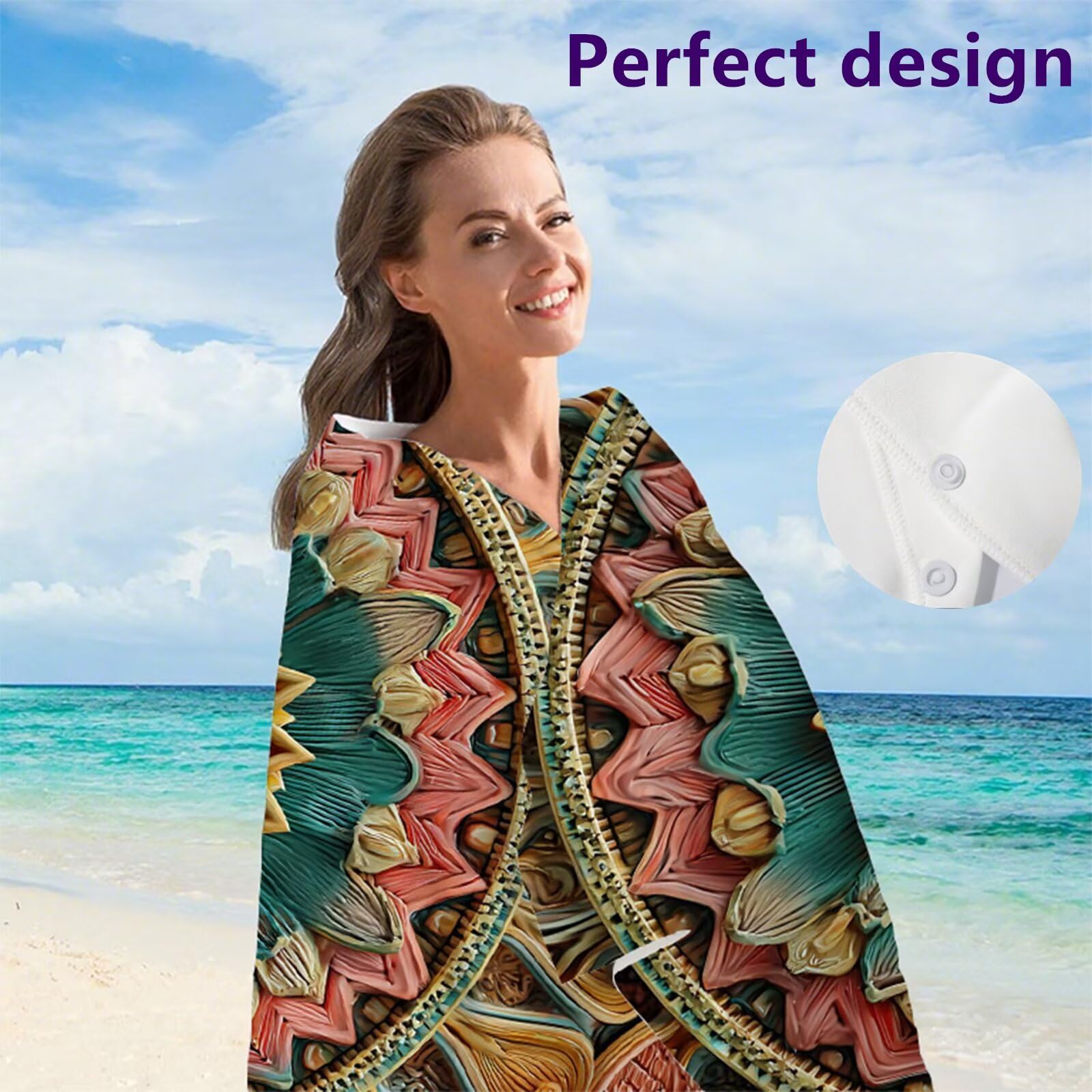 Telo Mare Microfibra 90x180 cm Telo Mare Grande, Asciugamano Palestra Assorbente Asciugatura Rapida, Asciugamano Mare Antisabbi Stuoia Spiaggia per Piscina, Campeggio, Viaggio - Mandala Rosa G1-928