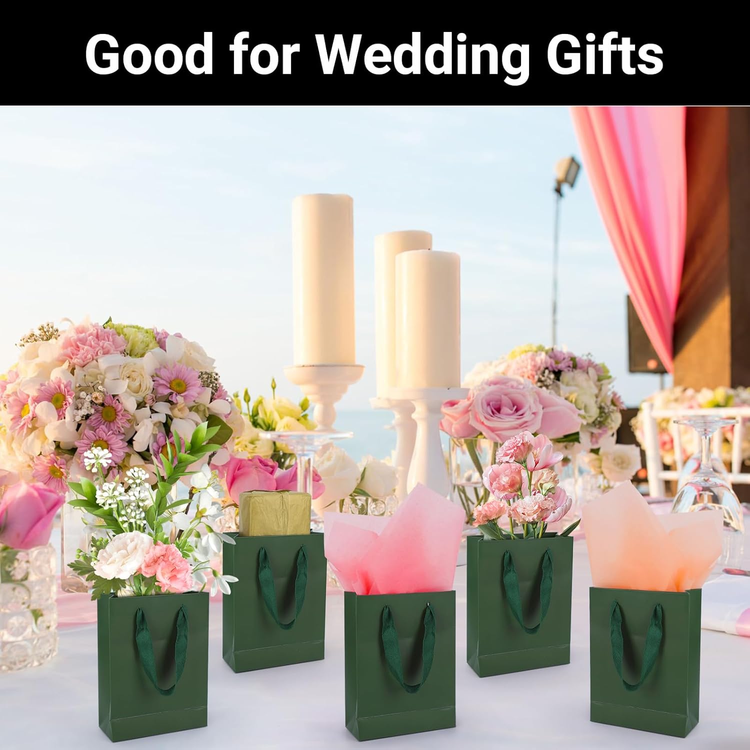 EUSOAR Small Paper Bags, 50pcs 5.9"x2.3"x7.8" Gift Wrap Bags with Handles Bulk, Retail Shopping Wrapping Business Craft Grocery Wedding Birthday Christmas Party Thank You Treat Favor Paper Bags Sacks - Image 6