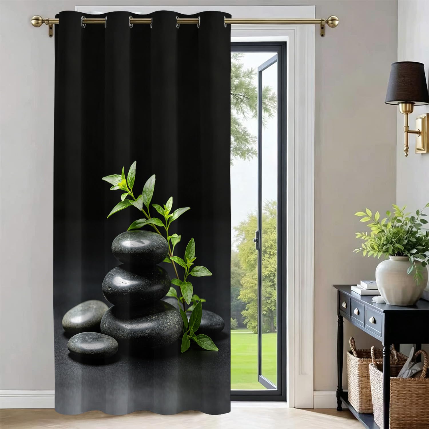 Rideau de porte occultant et isolant thermique pour bloquer le froid avec style galets