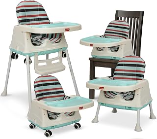 LuvLap 4 in 1 High Chair for Baby, Toddler Feeding Booster Seat with Wheels, 3 Height adjustments, with Cushion, 6 Months to 3 Years, Portable (Blue)