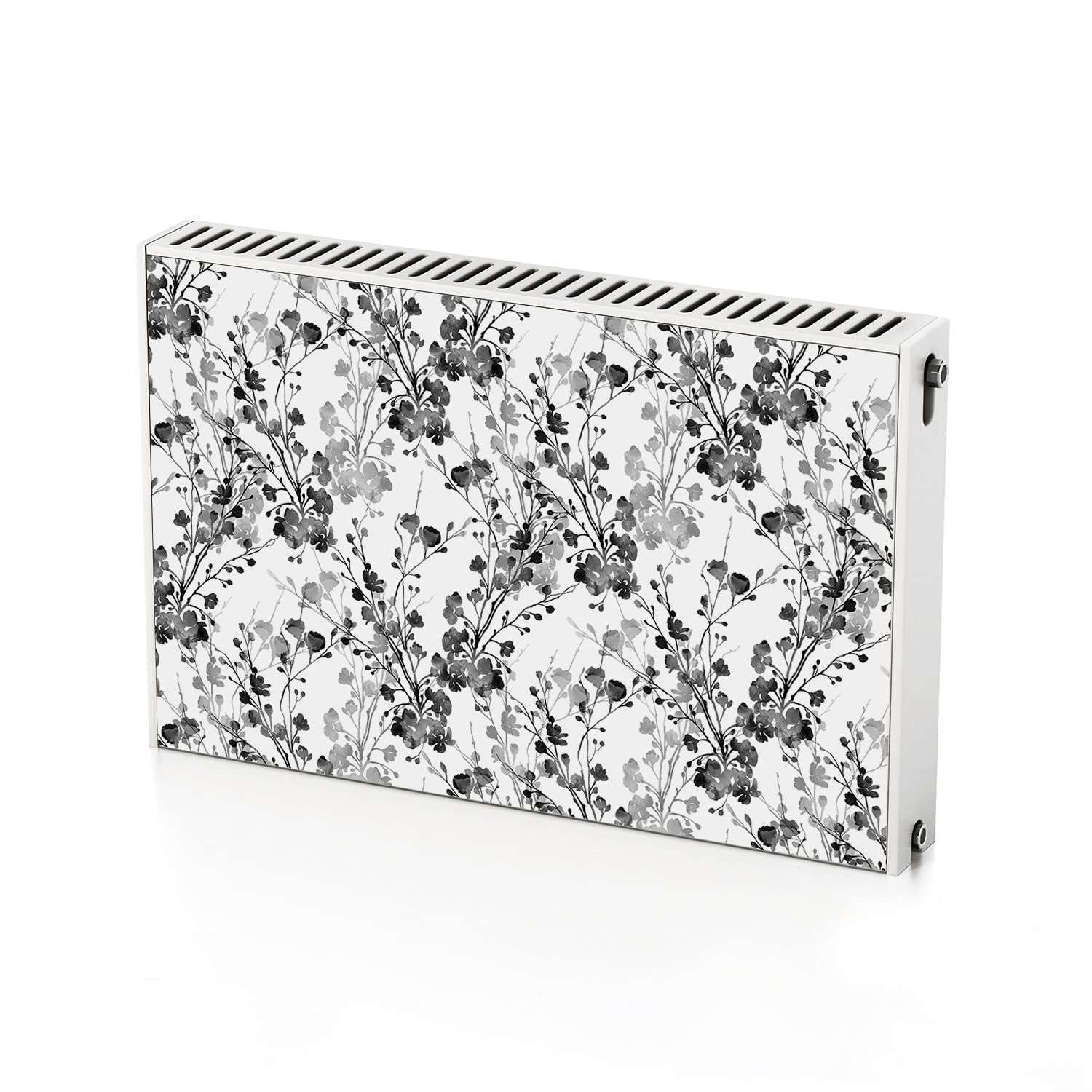 Aimant de radiateur 90x60 cm fleurs noires et blanches