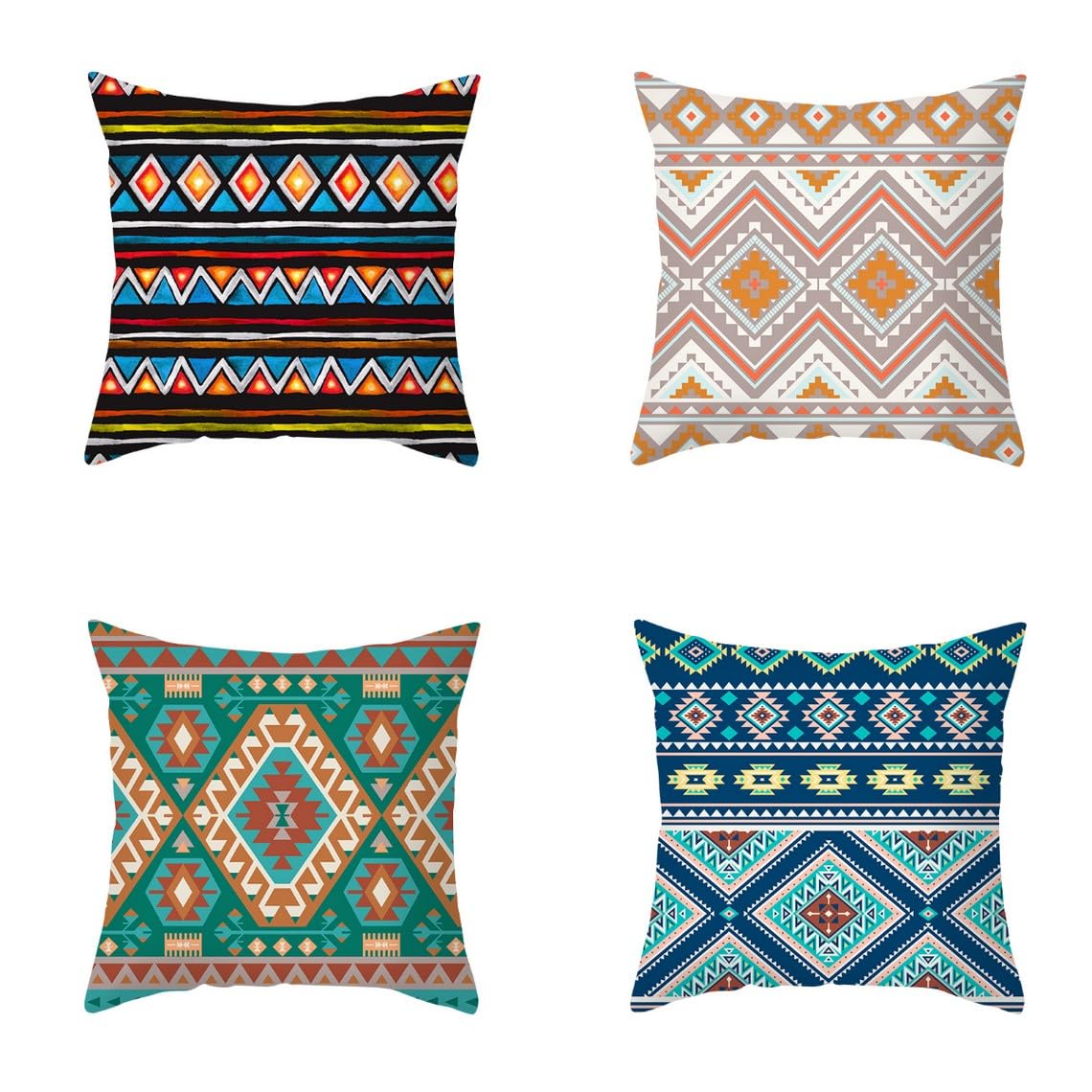Chenlane Silk Pillow Covers xlarge Patio Cushion Replacement Sectional Bohemian Ethnic Style, Modern Pillowcase Private Customisation 50x50 cm, 4Pcs