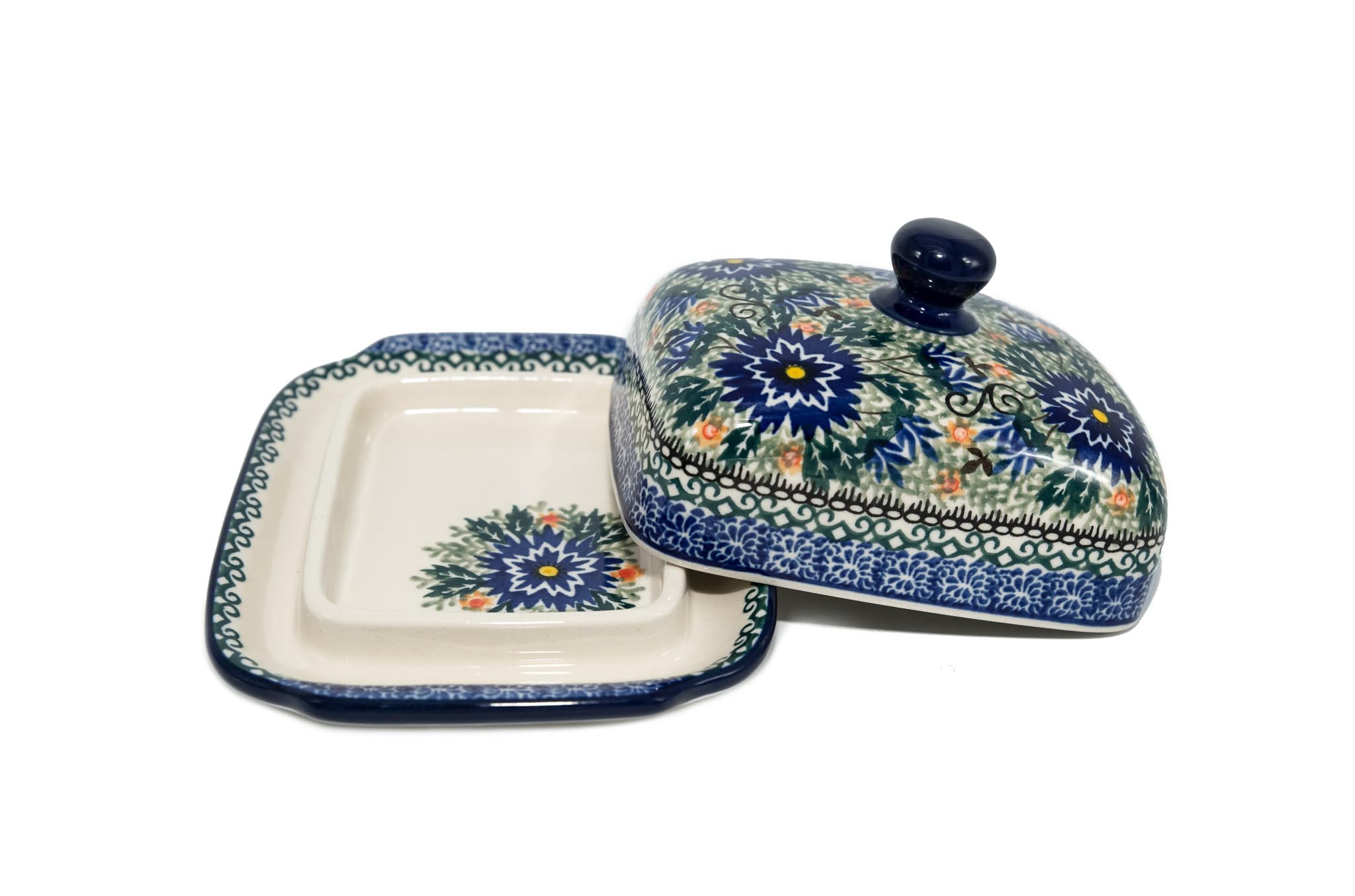 Ceramika Artystyczna Polish Pottery 7" Butter Dish - European Style - UNIKAT