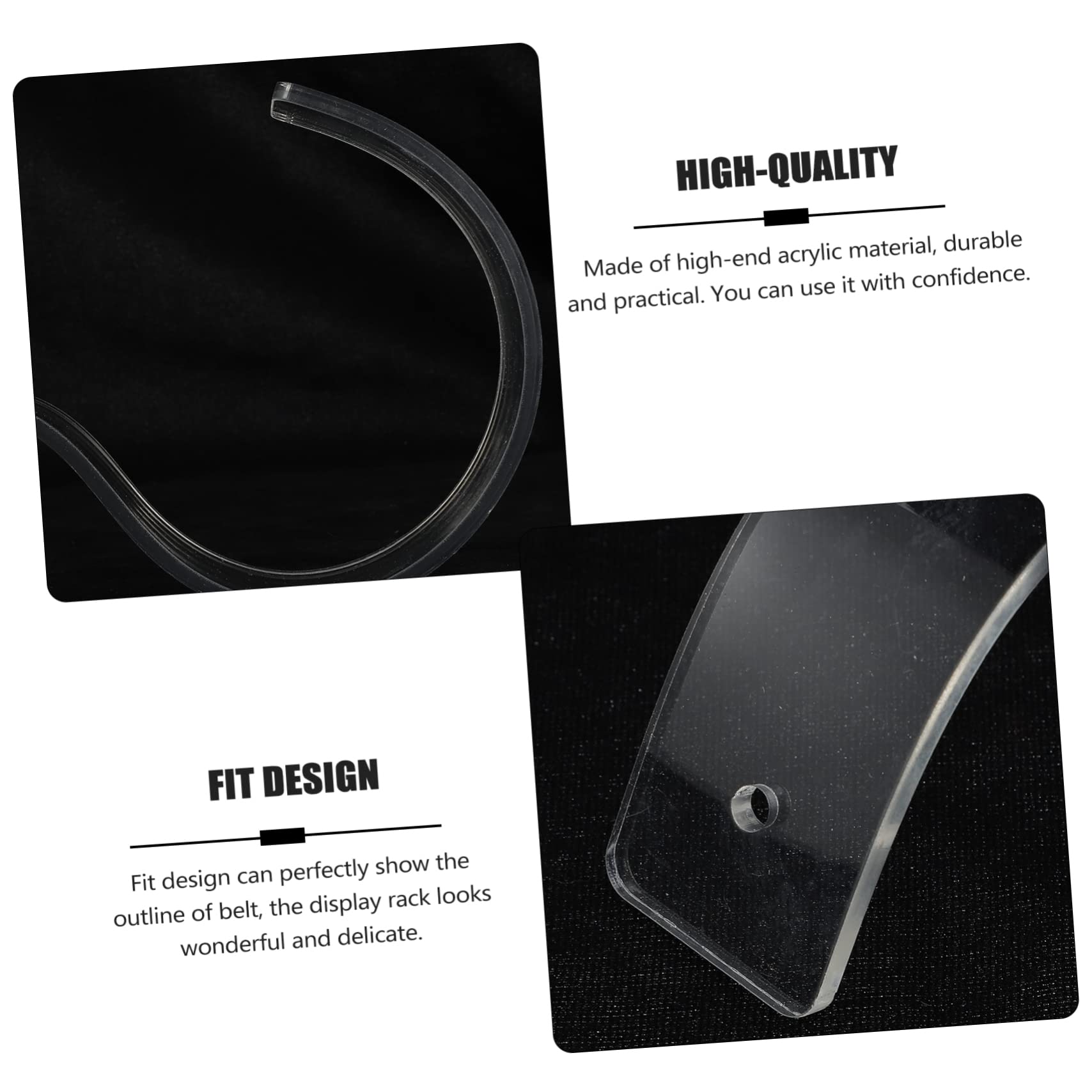 Unomor Belt Rack Display Case 2pcs Acrylic Belt Stands Holder Display Stands for Shop