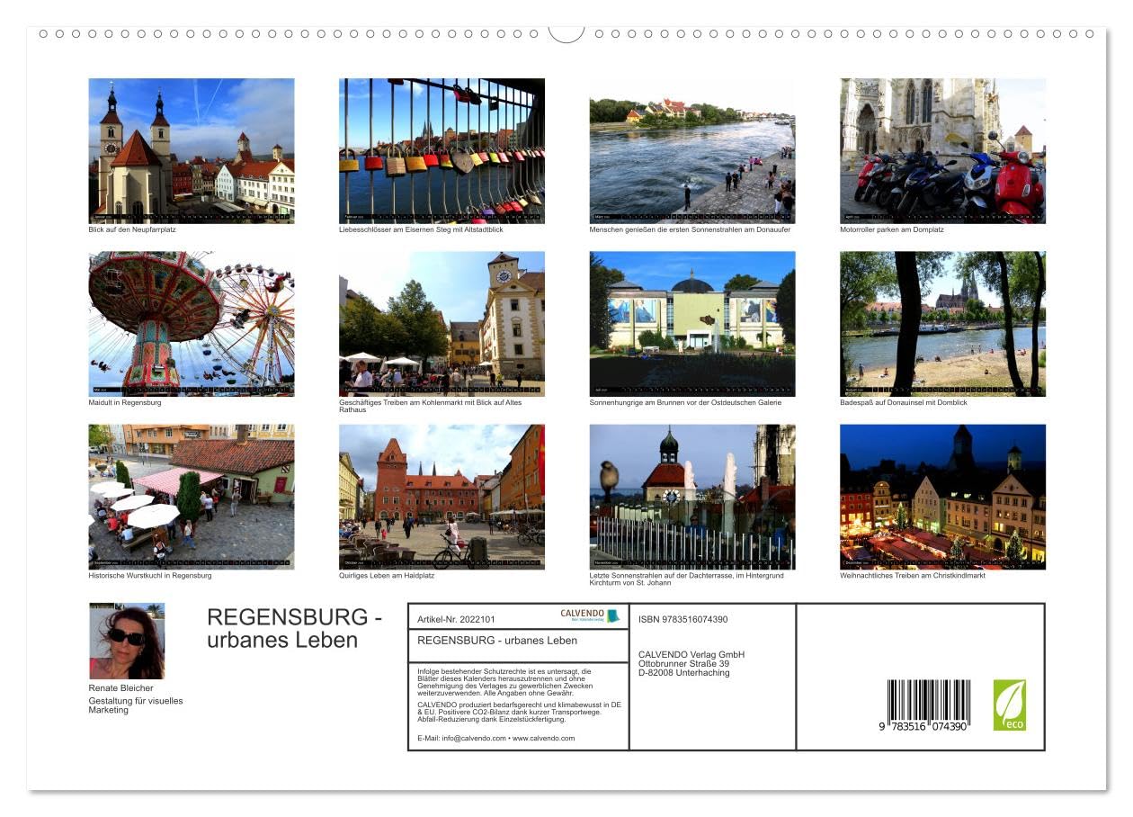 REGENSBURG - urbanes Leben (hochwertiger Premium Wandkalender 2026 DIN A2 quer), Kunstdruck in Hochglanz: Leben in historischem Ambiente (CALVENDO Orte)
