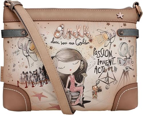 Anekke - Women's Rectangular Shoulder Bag - Leatherette Shoulder Bag for Women with Adjustable Strap and Zip Closures - 3 Compartments - Women's Accessories and Accessories - Measures 21x13x5cm, - 1