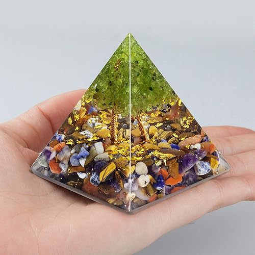 Miniatura 3 de Rockcloud Árbol de la Vida Orgón Pirámide Colorida Piedra Cristal Generador de Energía Blanacing Chakra para Yoga Reiki Meditaion
