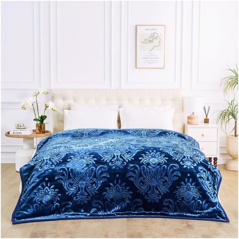 GC GAVENO CAVAILIA 4kg Heavy Weighted Blanket King Size – 2Ply Fleece Blanket – Warm, Thick Bed Throws Heavy Blanket – Stress-Anxiety Relief, Deep Sleep Blankets for Bed (200×240 cm) – Navy