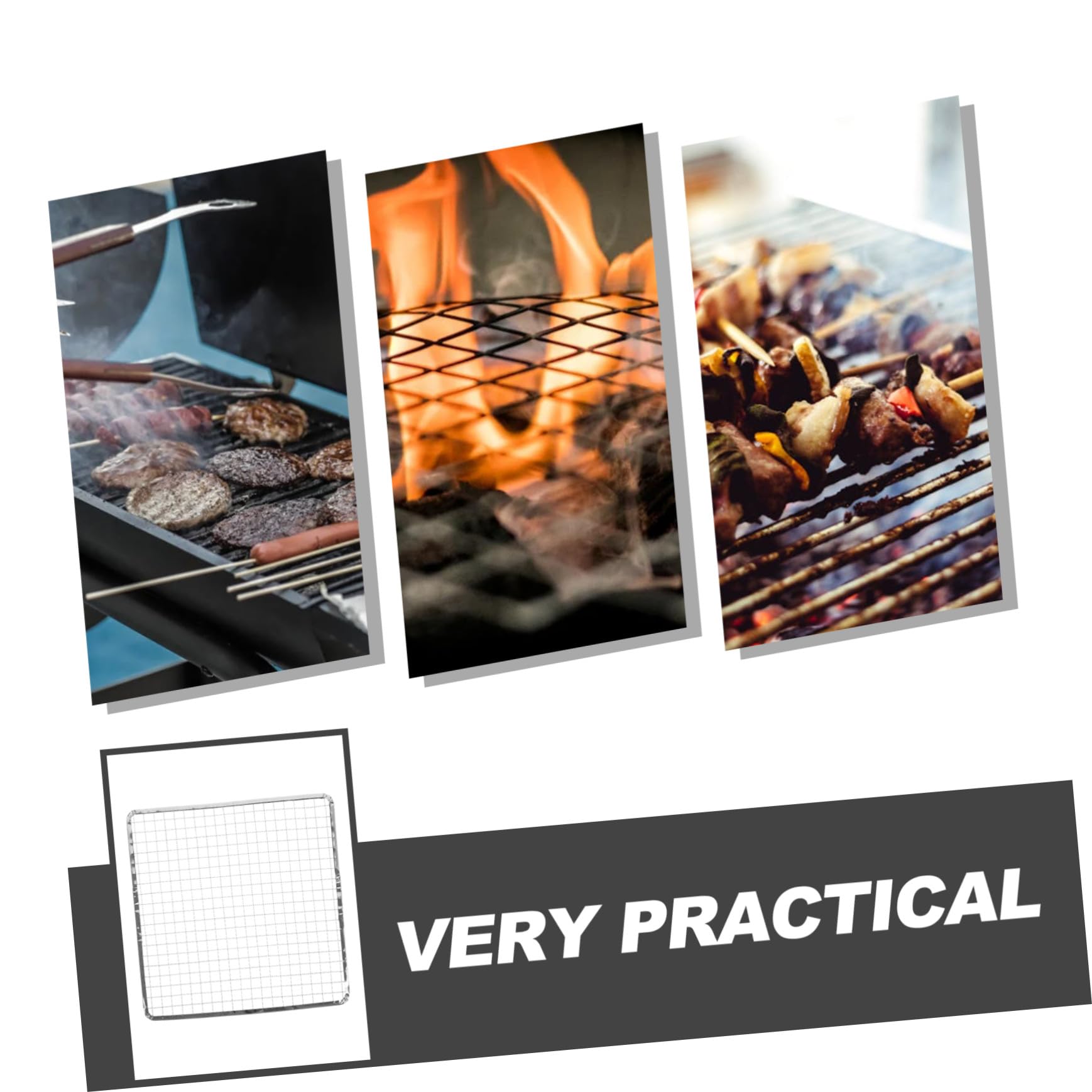 5 griglie rettangolari portatili in rete – Griglia in metallo per barbecue all'aperto, braciere con flusso d'aria migliorato per carne, verdure e pesce perfettamente grigliati