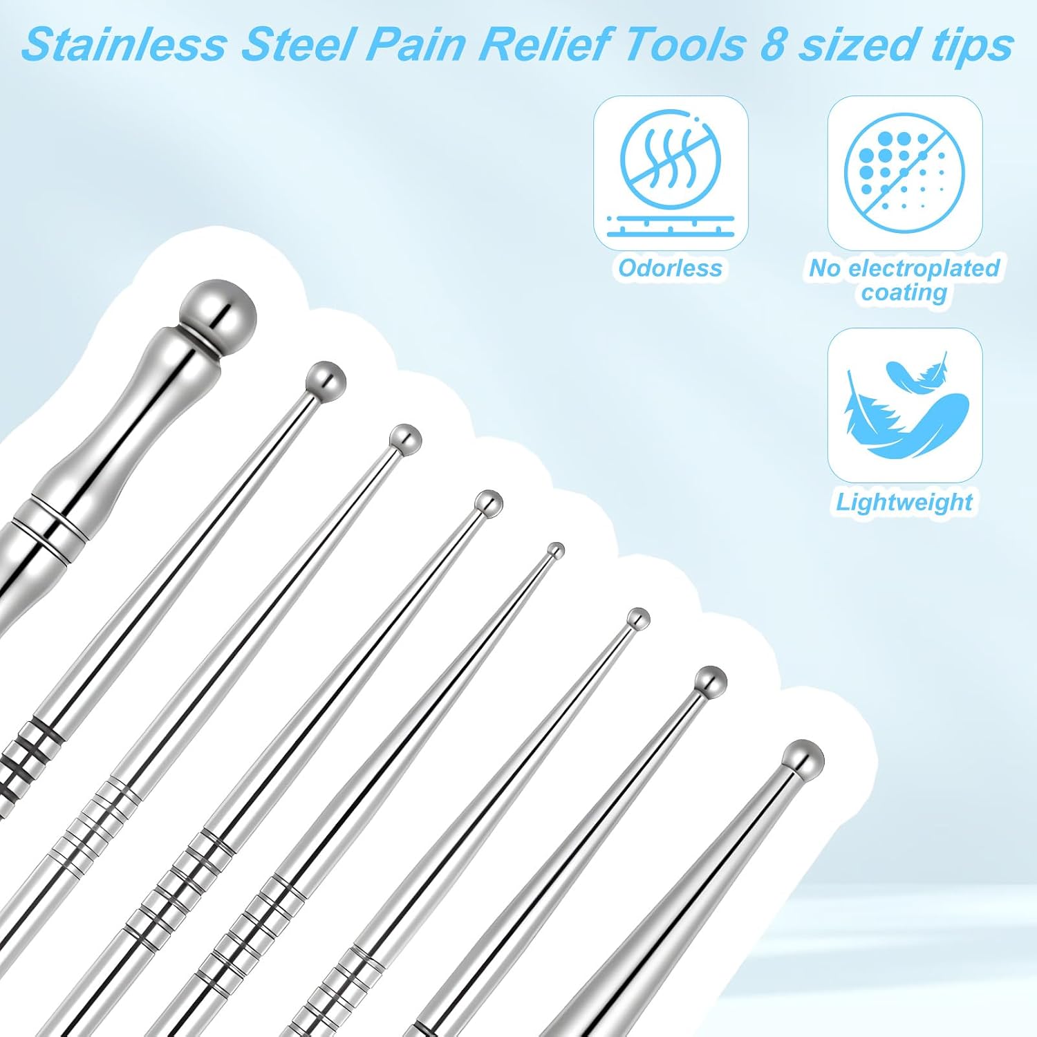 4 Pieces Facial Reflexology Massage Tool Stainless Steel Manual Pen Dual Head Facial Reflexology Tools Portable Massage Tool for Deep Tissue Face Body Muscle Relax