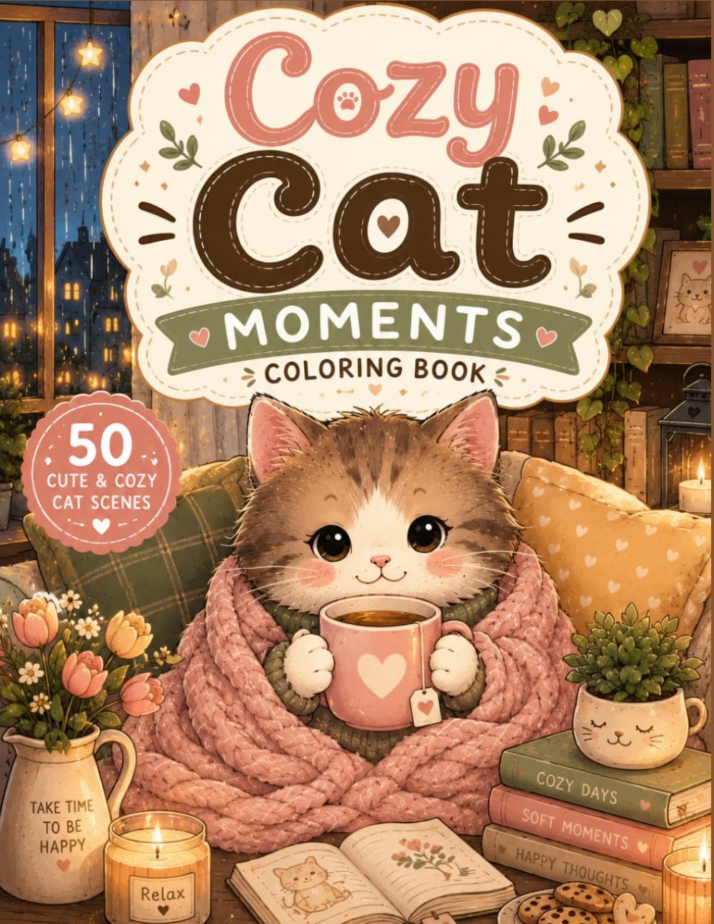 Cozy Cat Moments Coloring Book: Cute and Relaxing Cat Coloring Pages for Stress Relief
