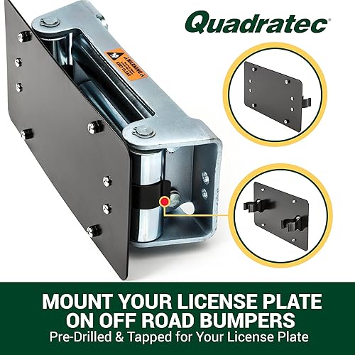 Miniatura 2 de Quadratec Soporte para placa de matrícula de rodillo, compatible con Jeep Wrangler CJ, YJ, TJ, JK, JL y Gladiator JT. Se adapta a todas las pistas