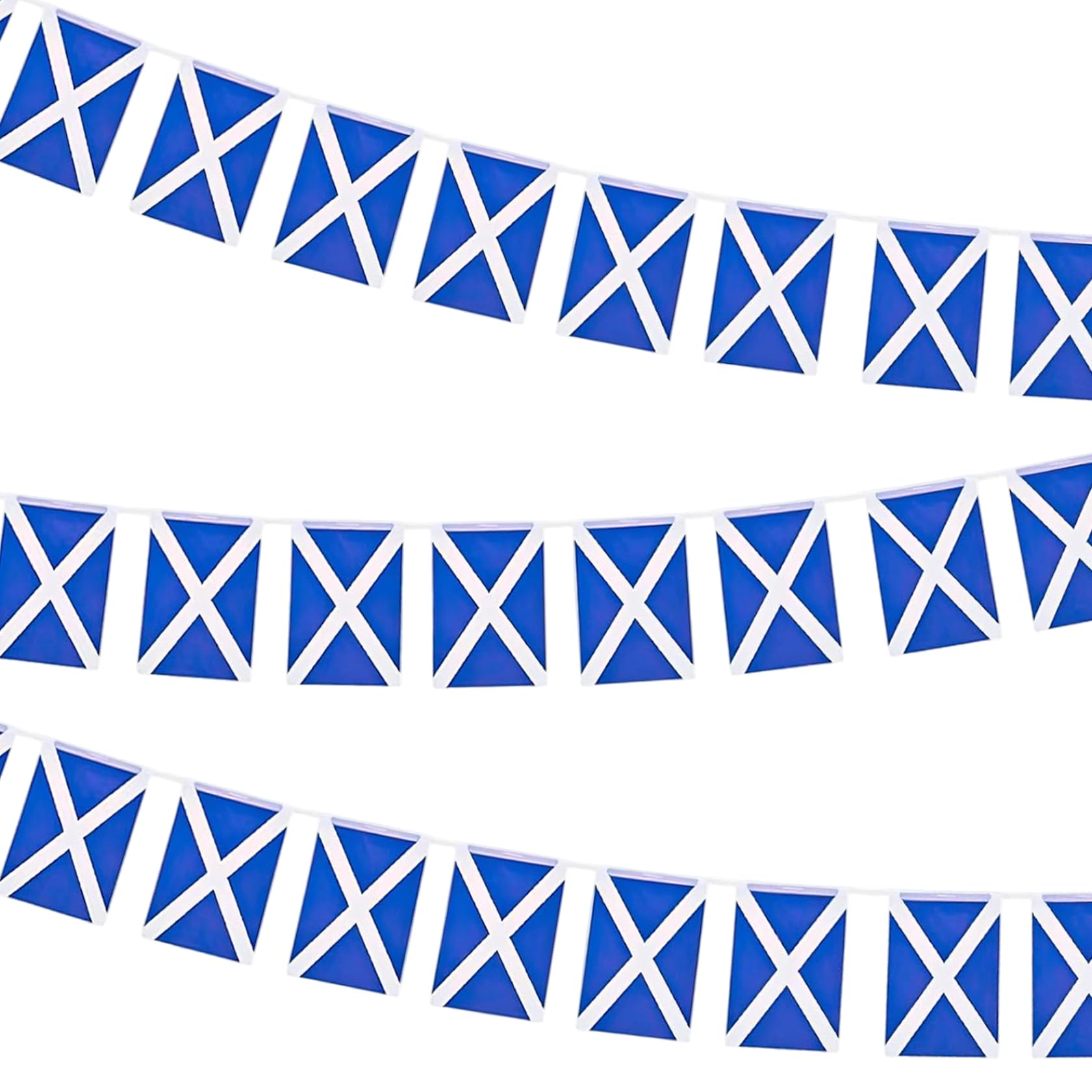 Scotland Flag, Scottish Flag, 10 Meter String Banner 30Pcs Double Sided Scotland Flags for Burns Night, St. Andrew's Day, and Party Decorations, Banner