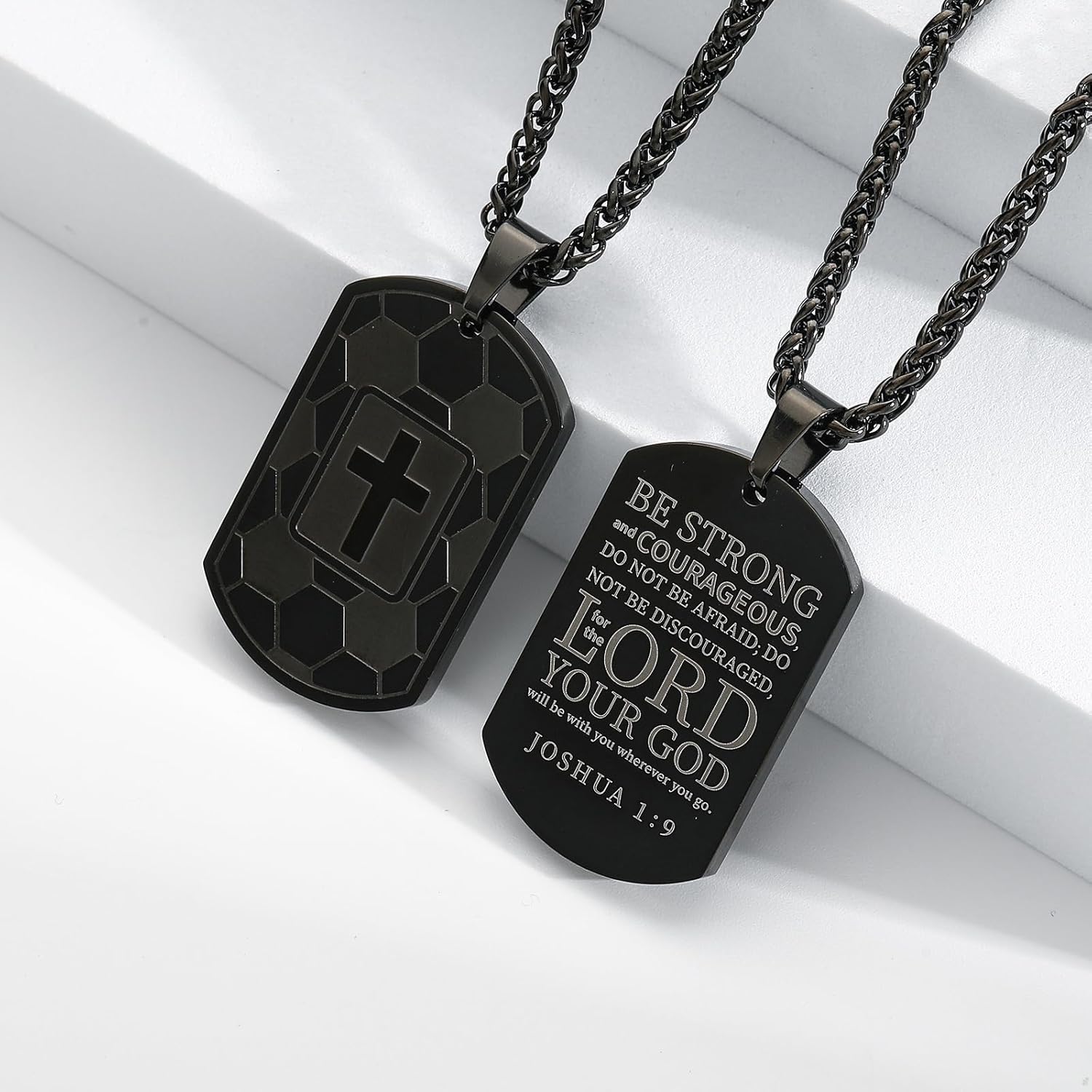 Easter Basket Stuffers - Soccer Bible Verse Cross Necklace for Men Stainless Steel Cross Pendant Religious Gift Soccer Sports Jewelry Birthday Christmas Gifts for him Kids Boys Men Teens dad - Image 5